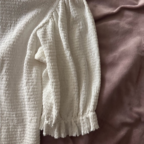 Nation Ltd Ladies White Top Popper Front Shirred Elastic Puff Sleeves Size S - Picture 9 of 9